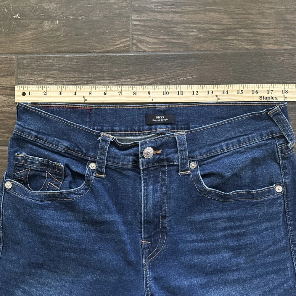 True Religion Ricky Jeans Men 36x31 Dark Wash Blue Relaxed Straight Stretch